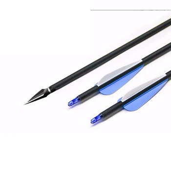 Лук и стрелы Стрела для стрельбы из лука 4-дюймовая углеродистая стрела с пером 31,5 дюйма ID 6,2 мм для спортивной стрельбы Съемная стрела